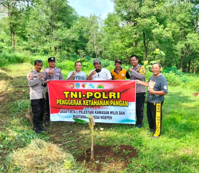 Polsek Loceret Bersama Perkawis Gelar Penanaman Pohon Pisang di Desa Ngepeh untuk Dukung Ketahanan Pangan